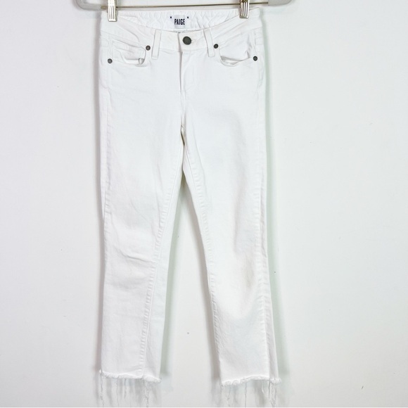 PAIGE Denim - PAIGE WHITE STRAIGHT LEG LOW MID RISE CROP RAW HEM JEANS WOMENS SZ 25